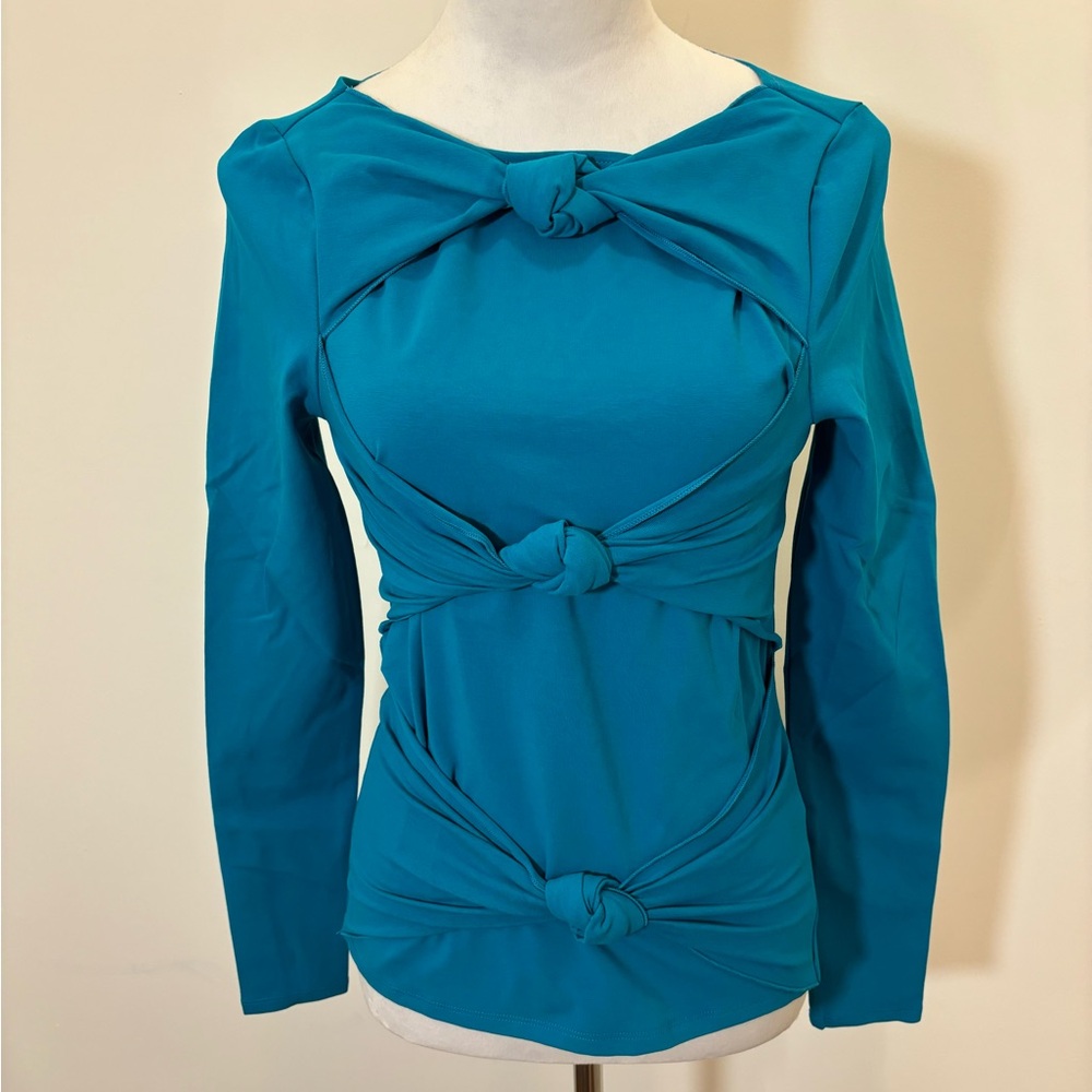 NWT Terea Enamel Blue Primrose Knotted Front Top Size S